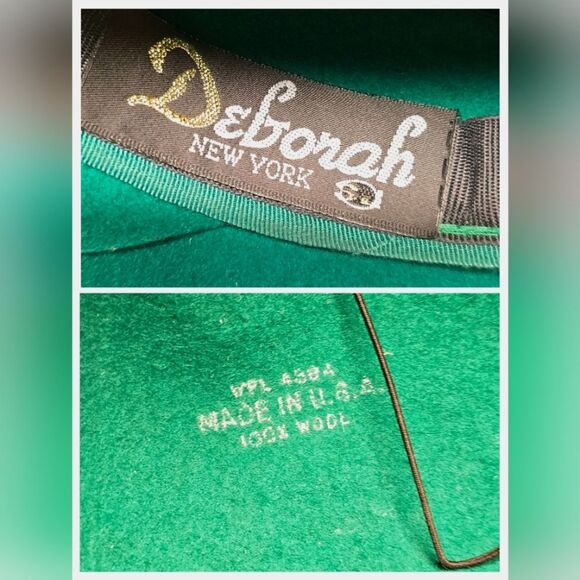 Vintage Deborah New York Green Wool Hat Derby Church Formal - Picture 7 of 10